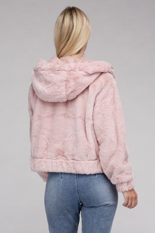 Fluffy Zip-Up Teddy Hoodie